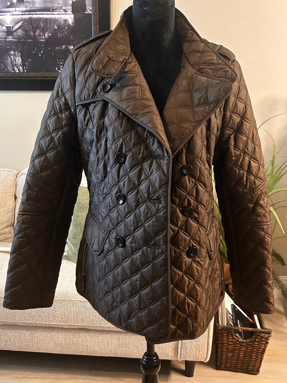 Marc New York Quilted Double-Breasted Puffer Jacket - Brown